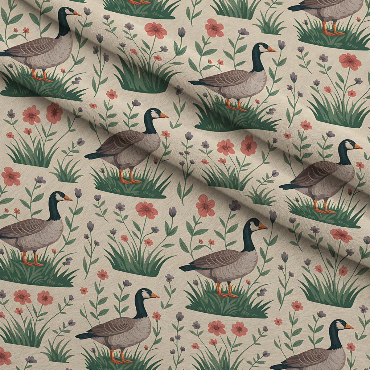 Gosling Garden Pattern 1 Minky Fabric — plush minky folded close-up preview (mv-minky-v1:lying)