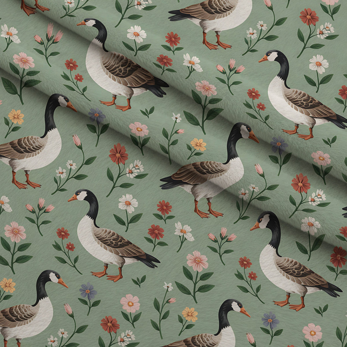 Gosling Garden Pattern 10 Minky Fabric — plush minky folded close-up preview (mv-minky-v1:lying)