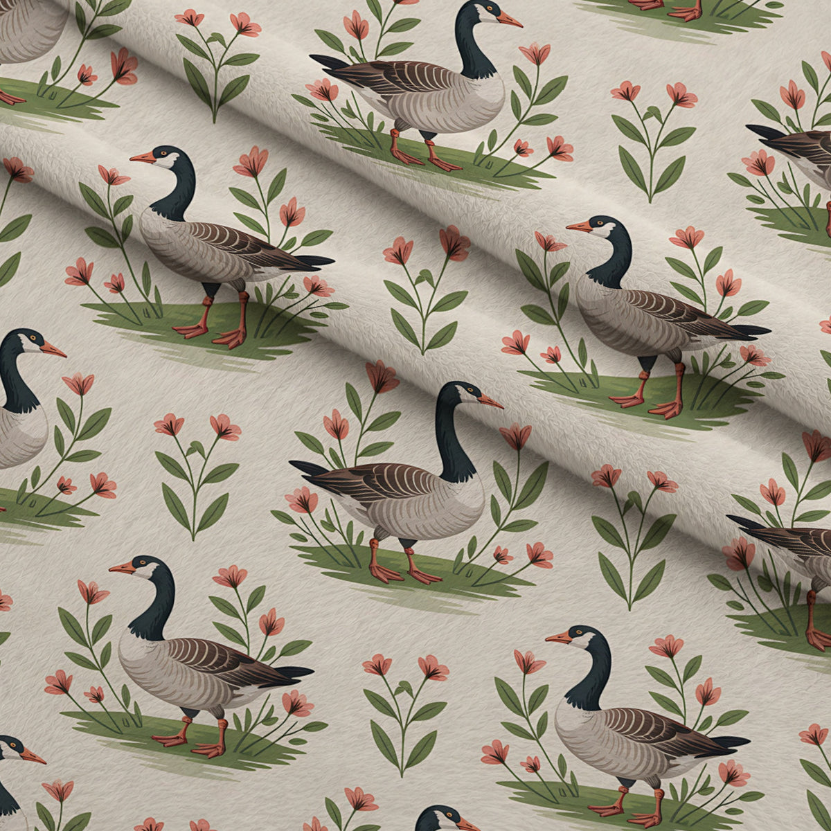 Gosling Garden Pattern 12 Minky Fabric — plush minky folded close-up preview (mv-minky-v1:lying)
