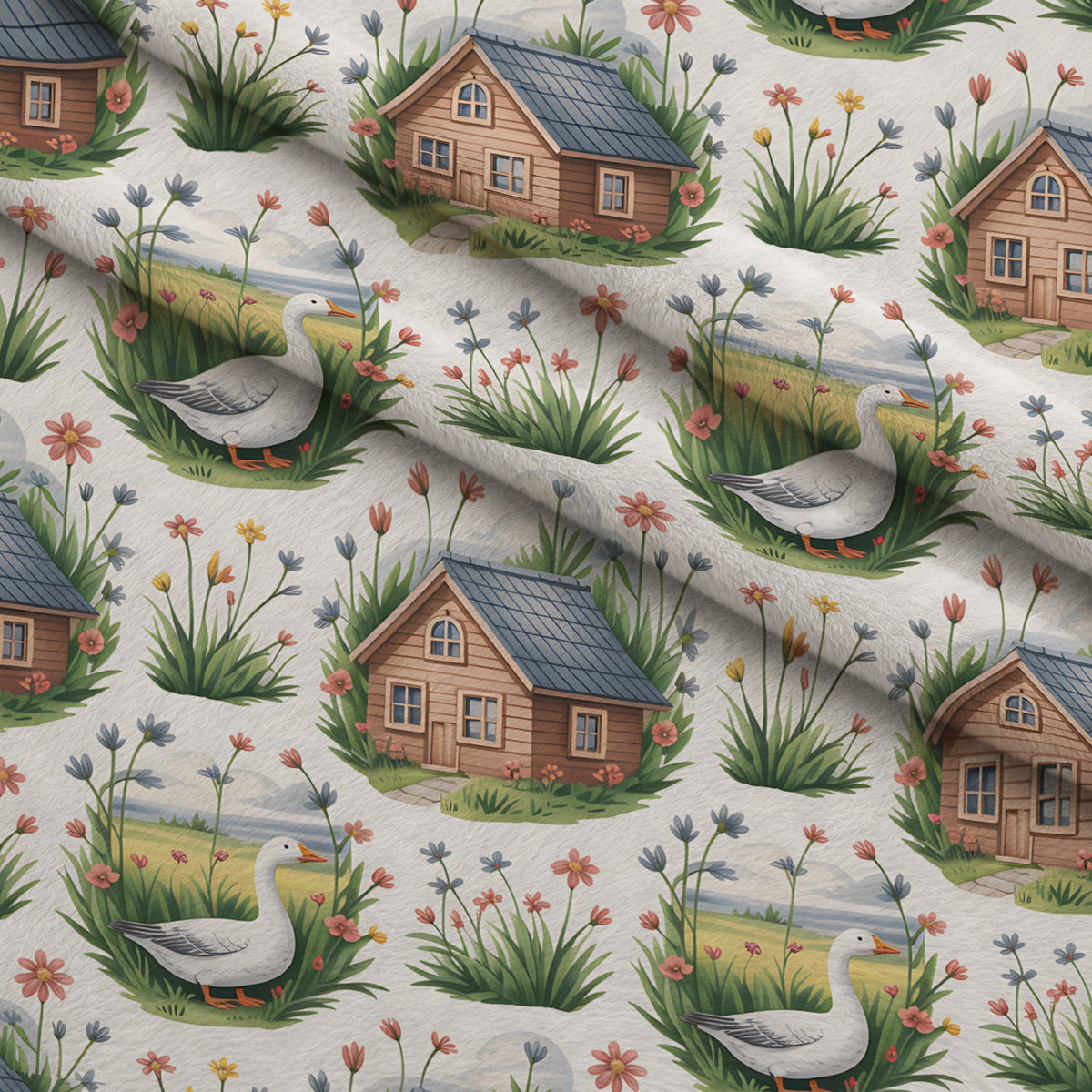 Gosling Garden Pattern 13 Minky Fabric — plush minky folded close-up preview (mv-minky-v1:lying)