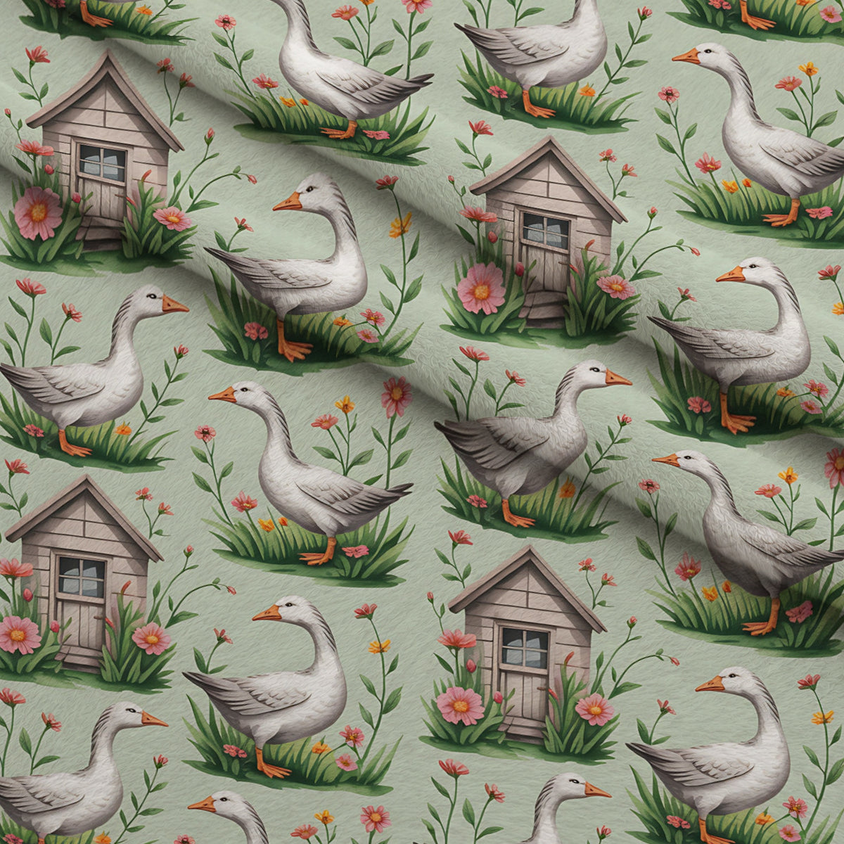 Gosling Garden Pattern 15 Minky Fabric — plush minky folded close-up preview (mv-minky-v1:lying)