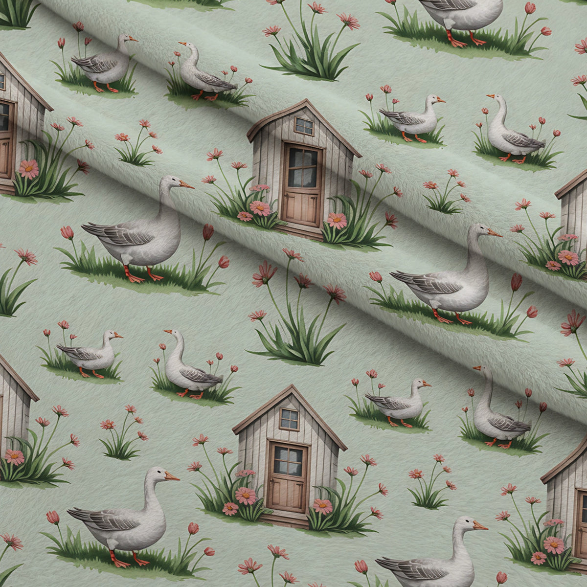 Gosling Garden Pattern 16 Minky Fabric — plush minky folded close-up preview (mv-minky-v1:lying)