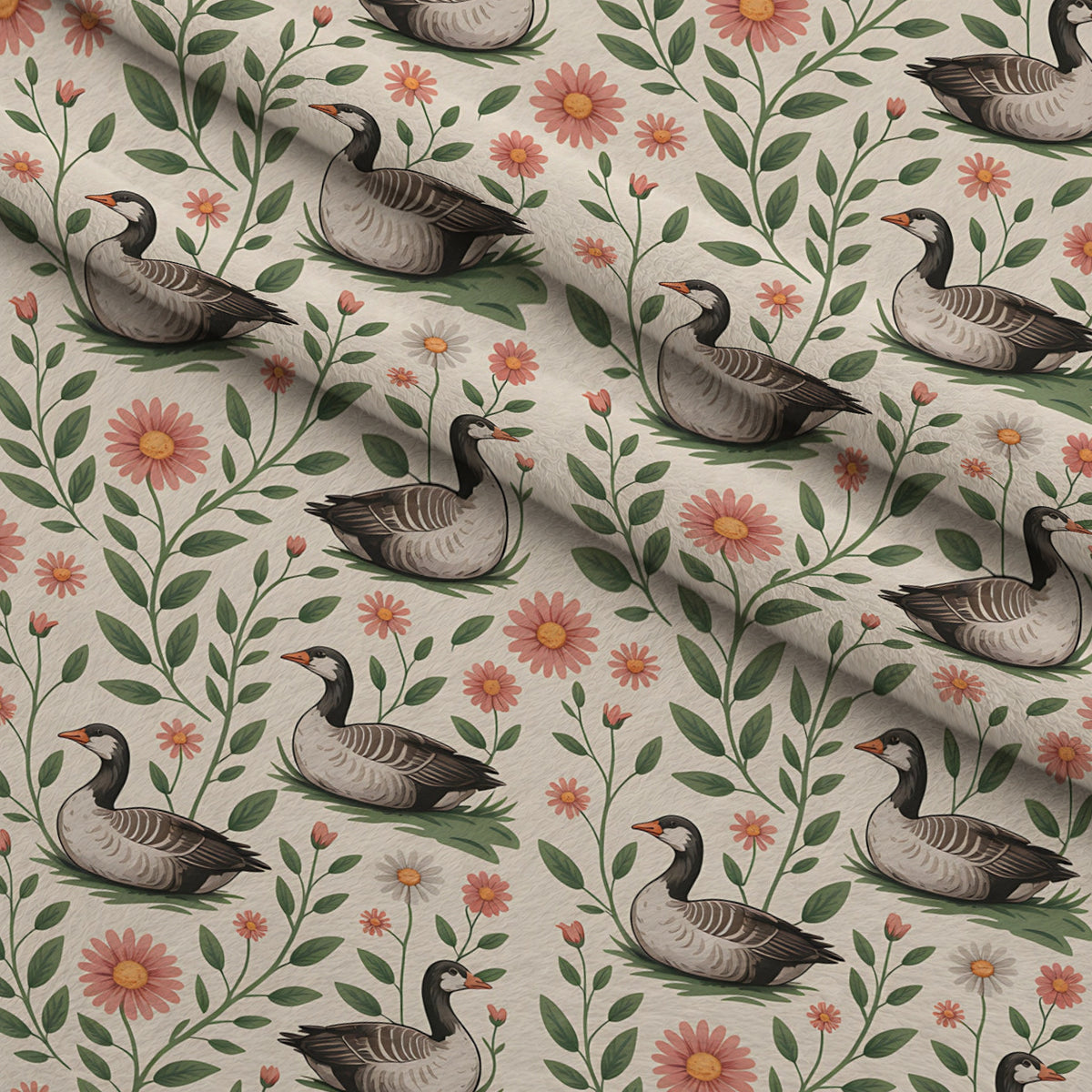 Gosling Garden Pattern 17 Minky Fabric — plush minky folded close-up preview (mv-minky-v1:lying)