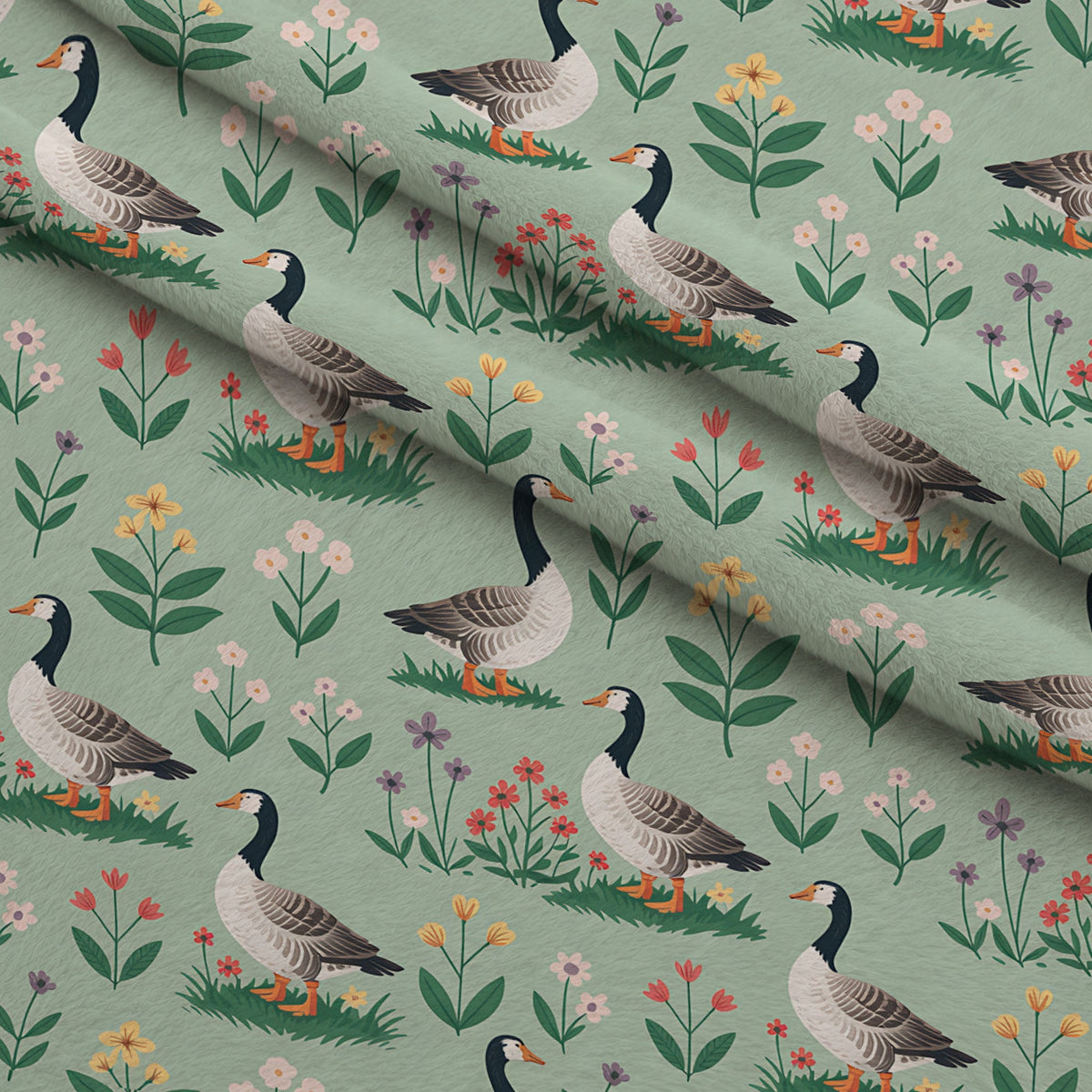 Gosling Garden Pattern 18 Minky Fabric — plush minky folded close-up preview (mv-minky-v1:lying)