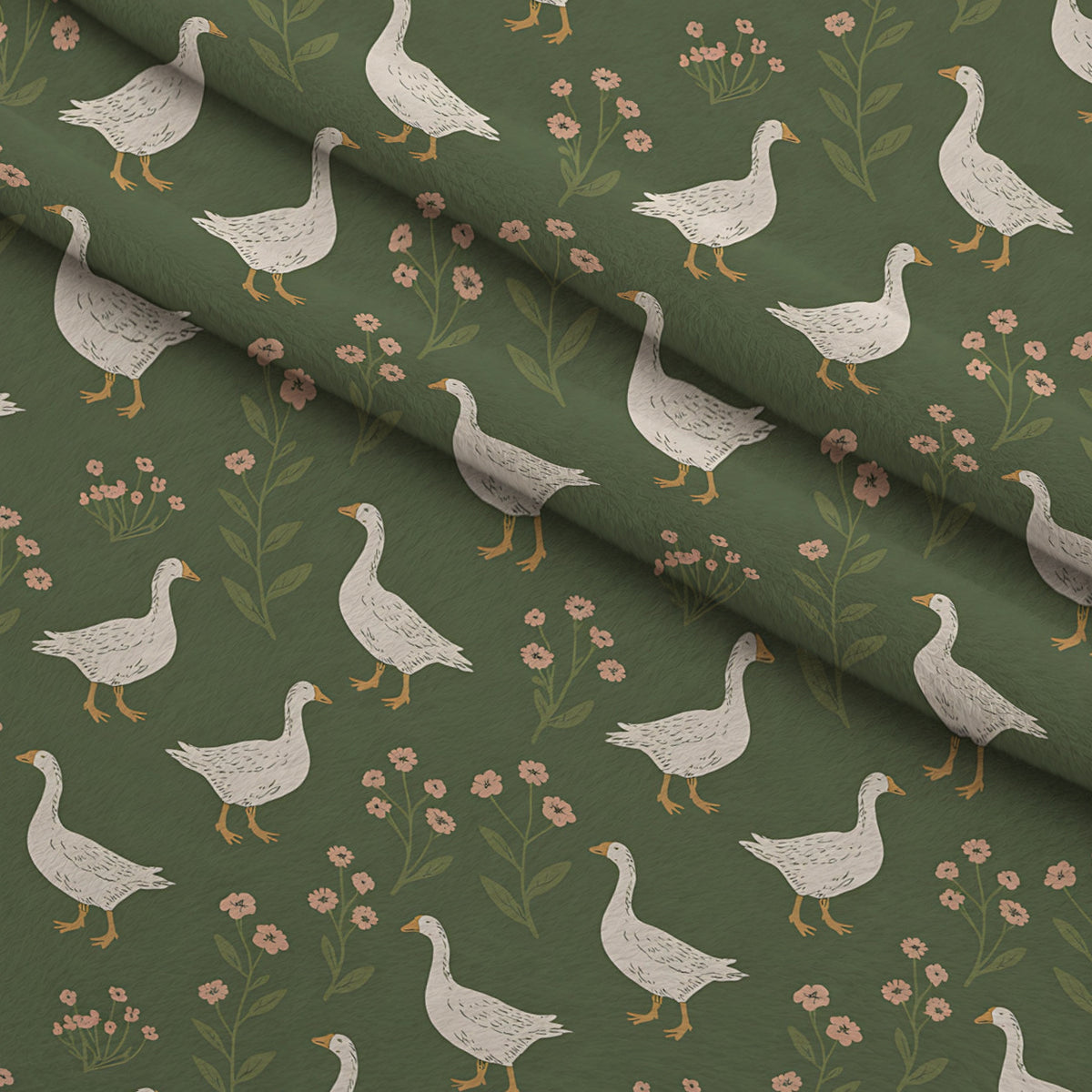 Gosling Garden Pattern 25 Minky Fabric — plush minky folded close-up preview (mv-minky-v1:lying)