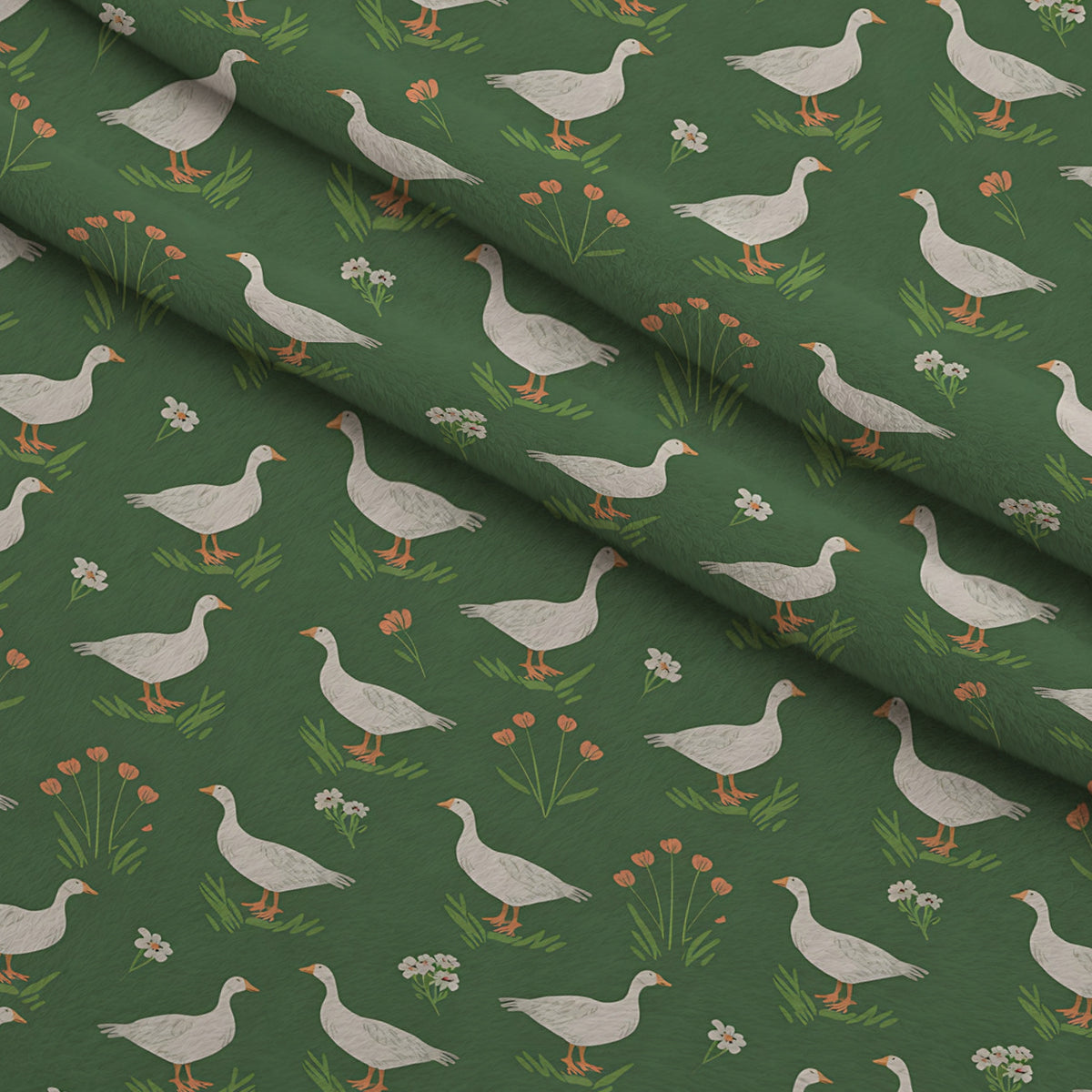 Gosling Garden Pattern 26 Minky Fabric — plush minky folded close-up preview (mv-minky-v1:lying)