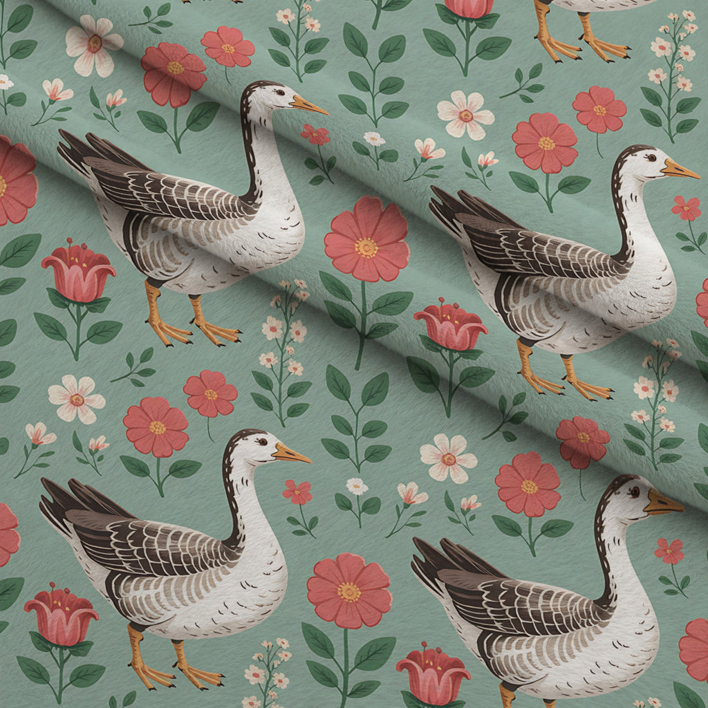Gosling Garden Pattern 27 Minky Fabric — plush minky folded close-up preview (mv-minky-v1:lying)