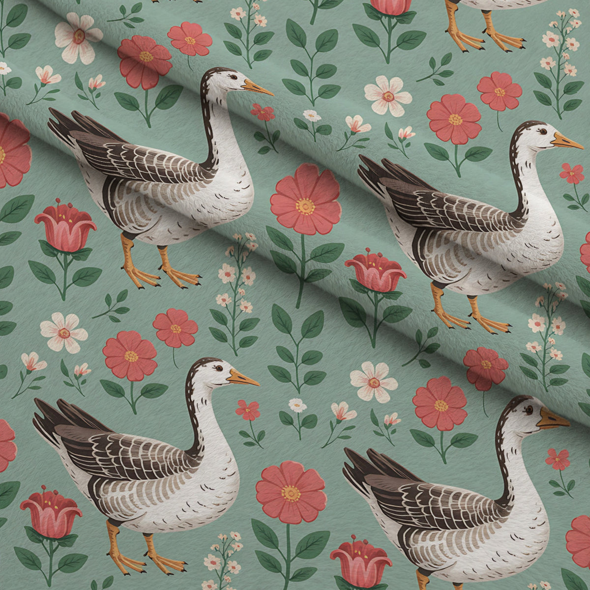 Gosling Garden Pattern 27 Minky Fabric — plush minky folded close-up preview (mv-minky-v1:lying)