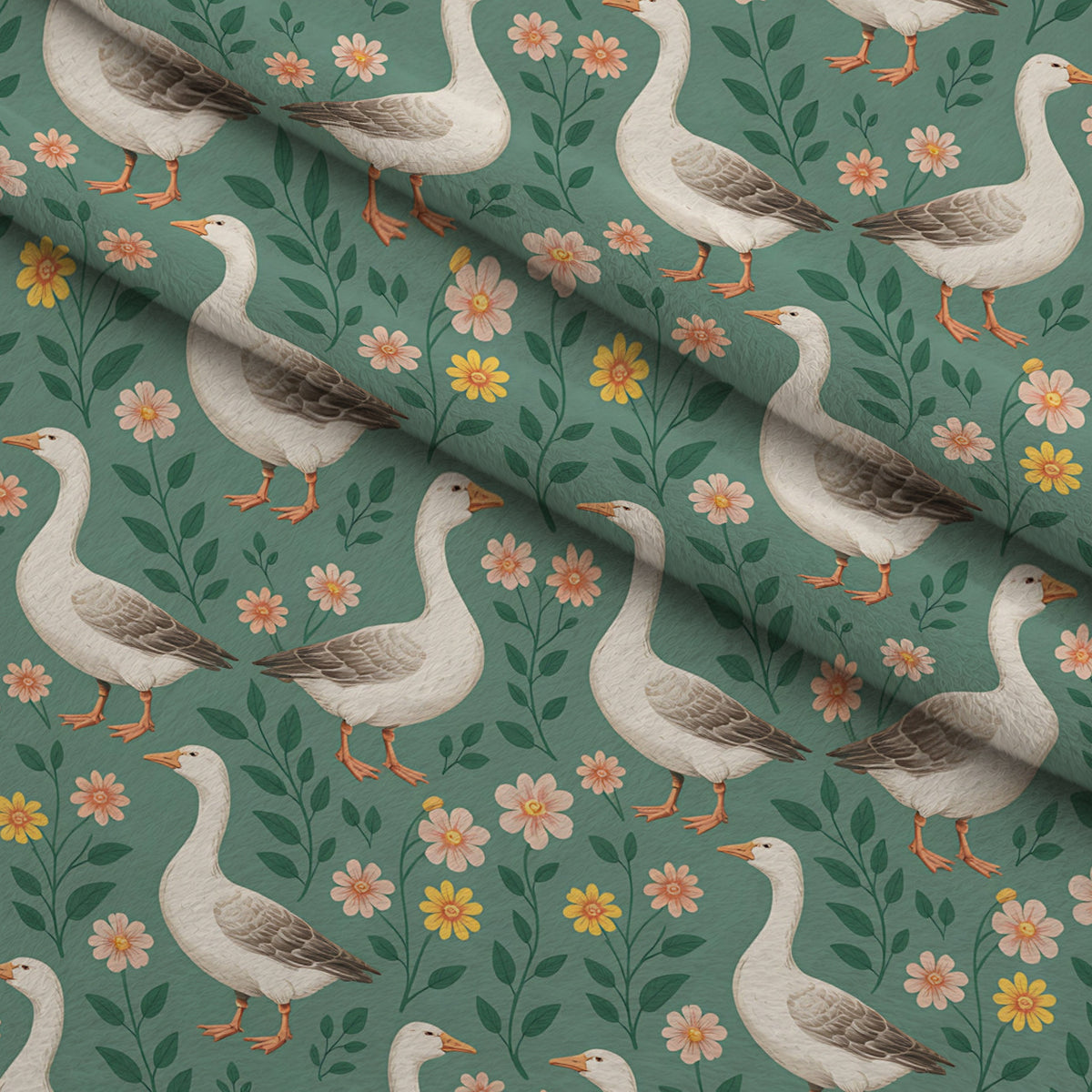 Gosling Garden Pattern 28 Minky Fabric — plush minky folded close-up preview (mv-minky-v1:lying)