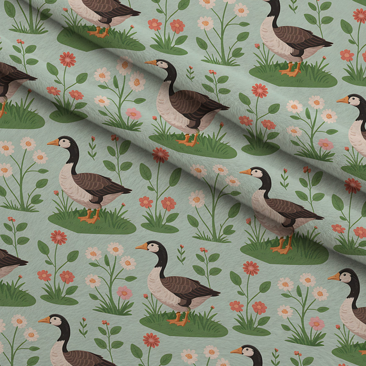 Gosling Garden Pattern 29 Minky Fabric — plush minky folded close-up preview (mv-minky-v1:lying)