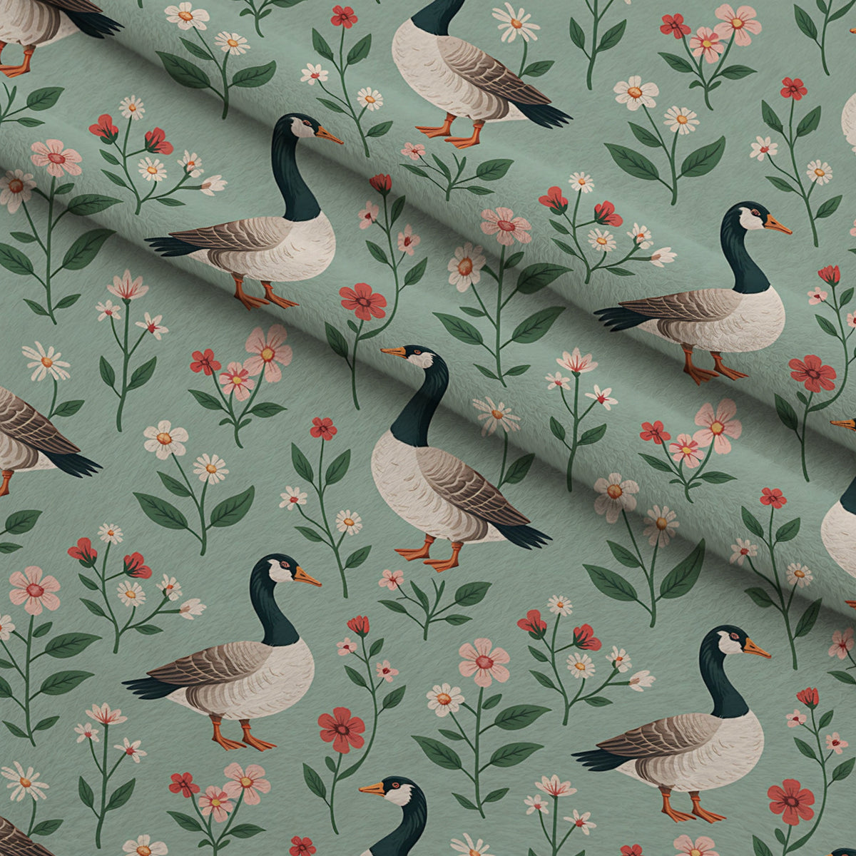 Gosling Garden Pattern 6 Minky Fabric — plush minky folded close-up preview (mv-minky-v1:lying)