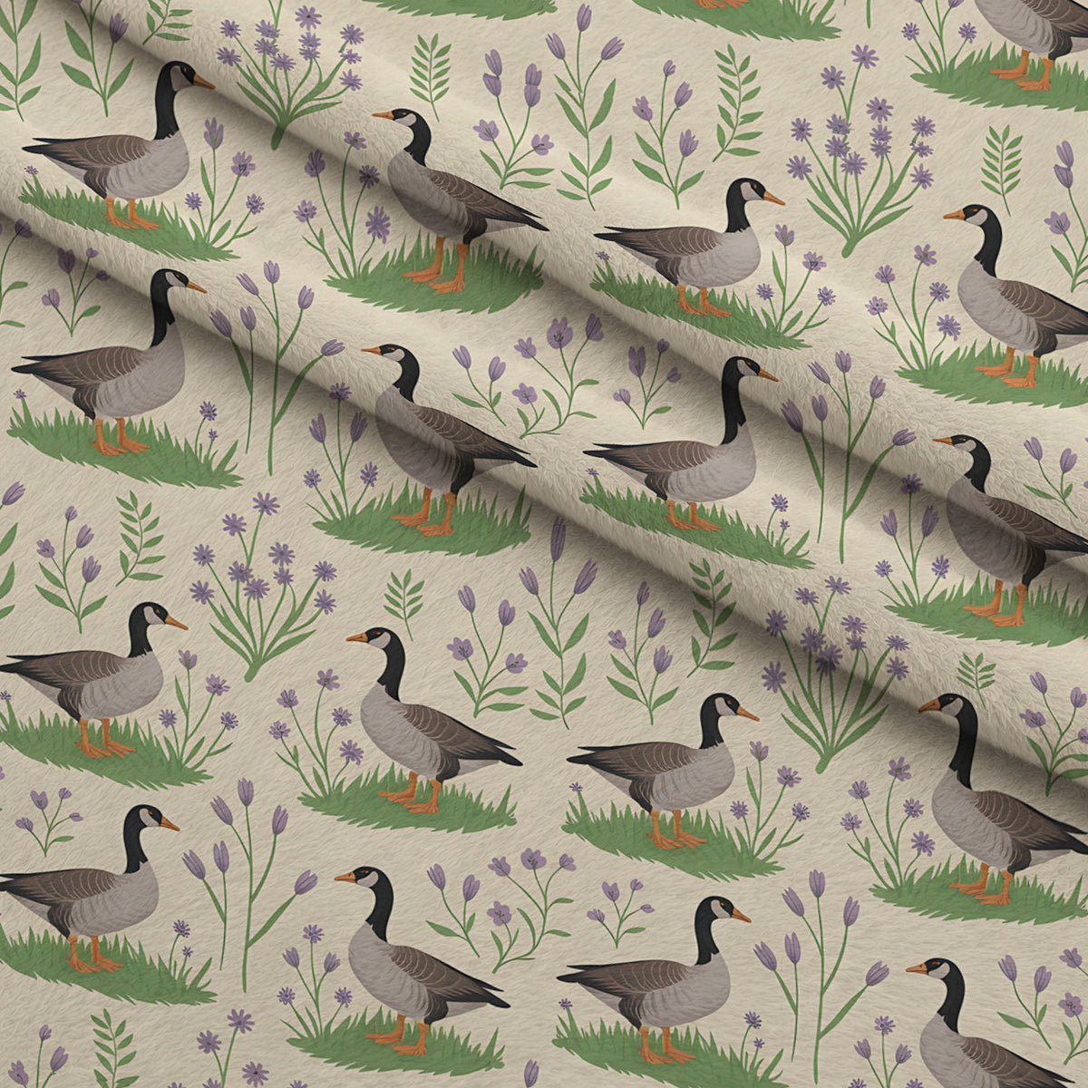 Gosling Garden Pattern 8 Minky Fabric — plush minky folded close-up preview (mv-minky-v1:lying)