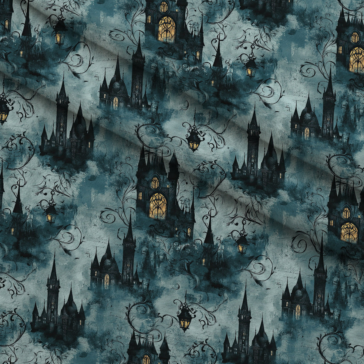 Gothic Fairytale Pattern 19 Minky Fabric — plush minky folded close-up preview (mv-minky-v1:lying)