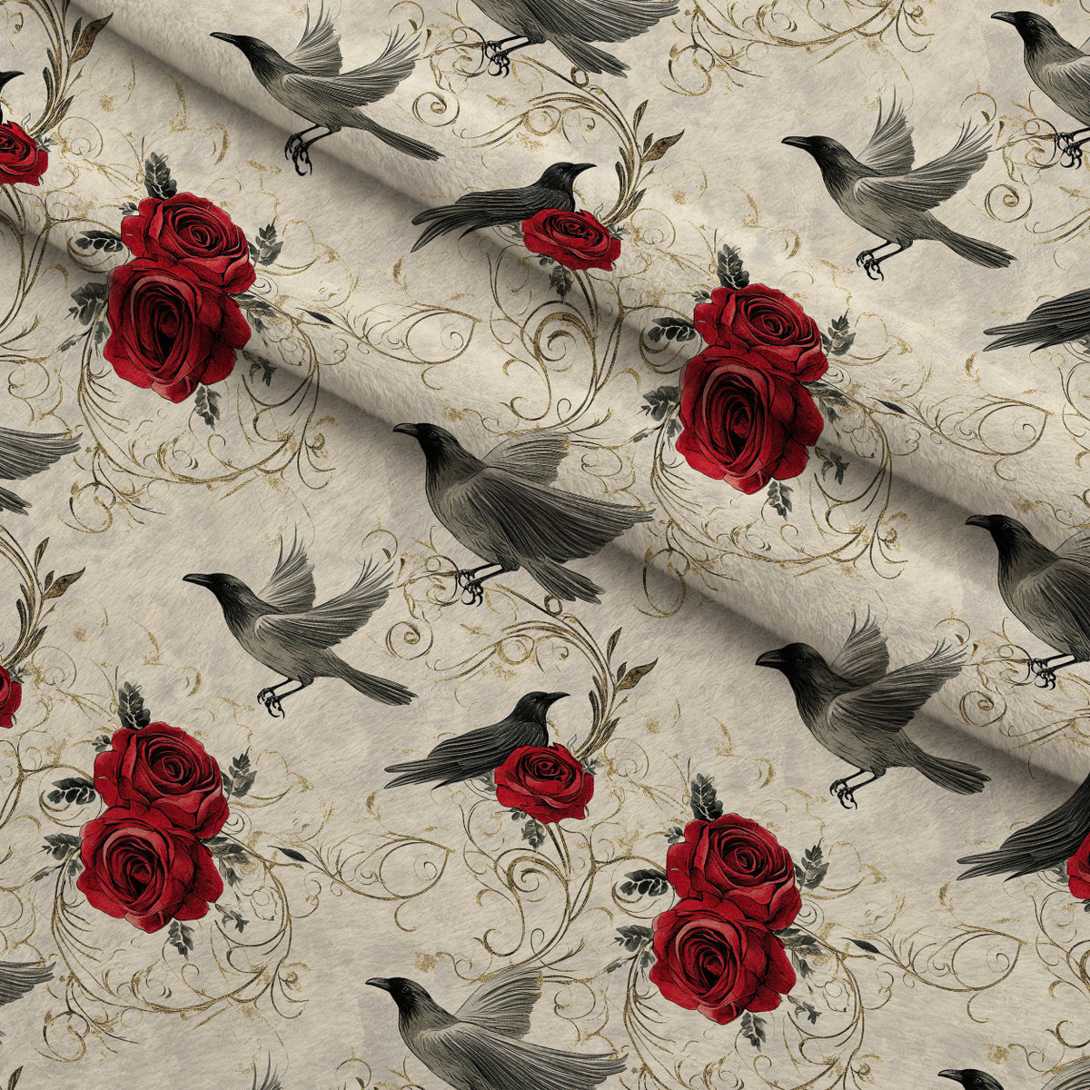 Gothic Fairytale Pattern 20 Minky Fabric — plush minky folded close-up preview (mv-minky-v1:lying)