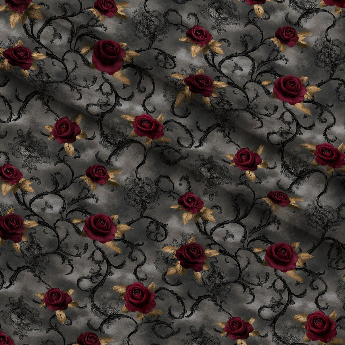 Gothic Fairytale Pattern 24 Minky Fabric — plush minky folded close-up preview (mv-minky-v1:lying)