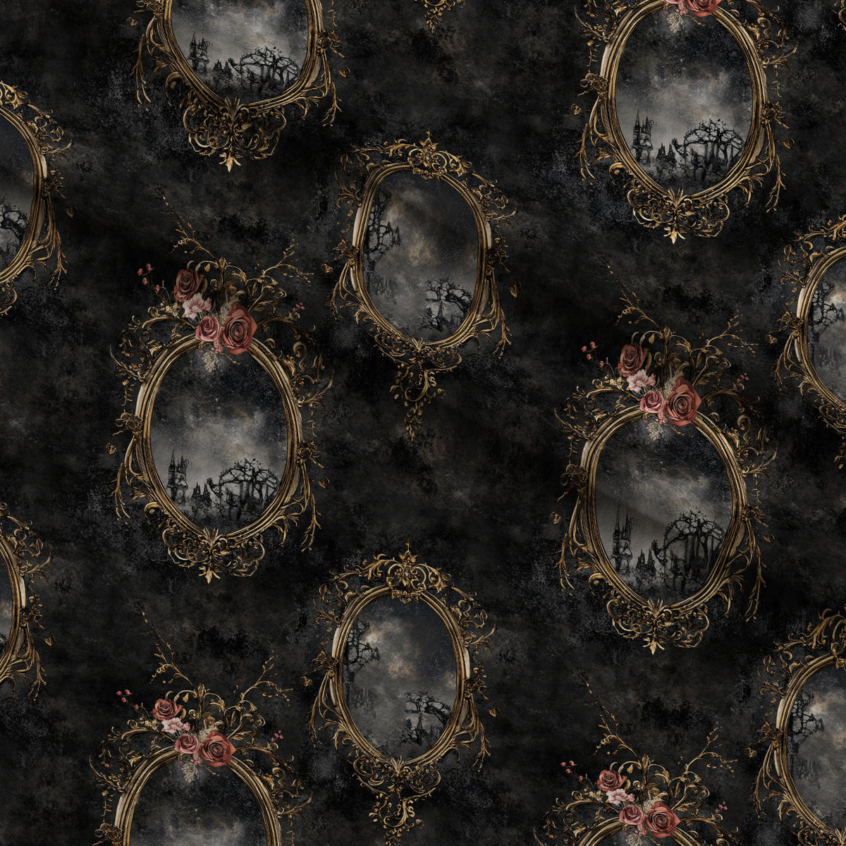 Gothic Fairytale Pattern 29 Minky Fabric — plush minky folded close-up preview (mv-minky-v1:lying)