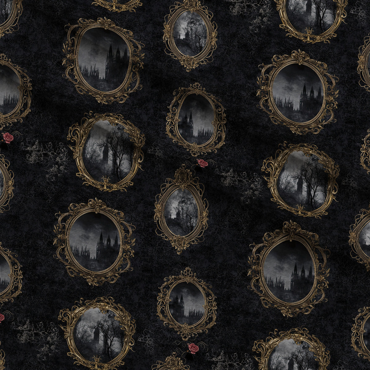 Gothic Fairytale Pattern 30 Minky Fabric — plush minky folded close-up preview (mv-minky-v1:lying)
