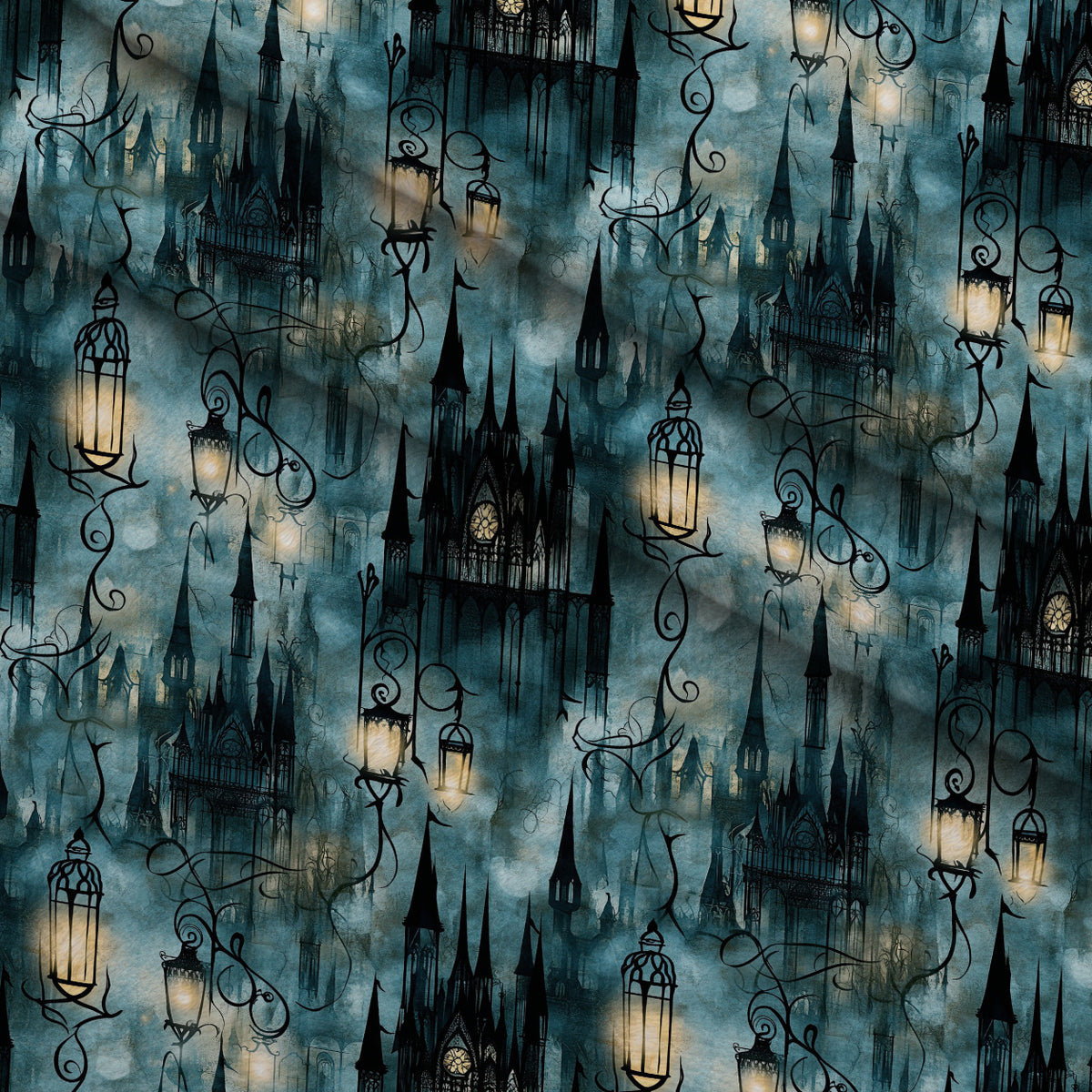 Gothic Fairytale Pattern 32 Minky Fabric — plush minky folded close-up preview (mv-minky-v1:lying)