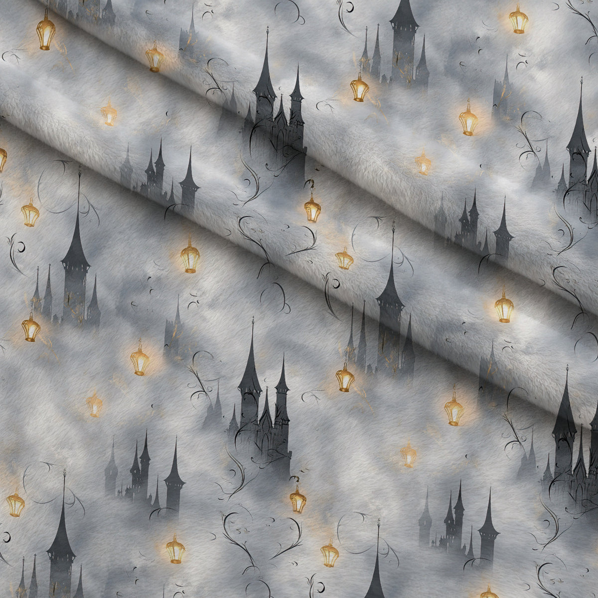 Gothic Fairytale Pattern 60 Minky Fabric — plush minky folded close-up preview (mv-minky-v1:lying)