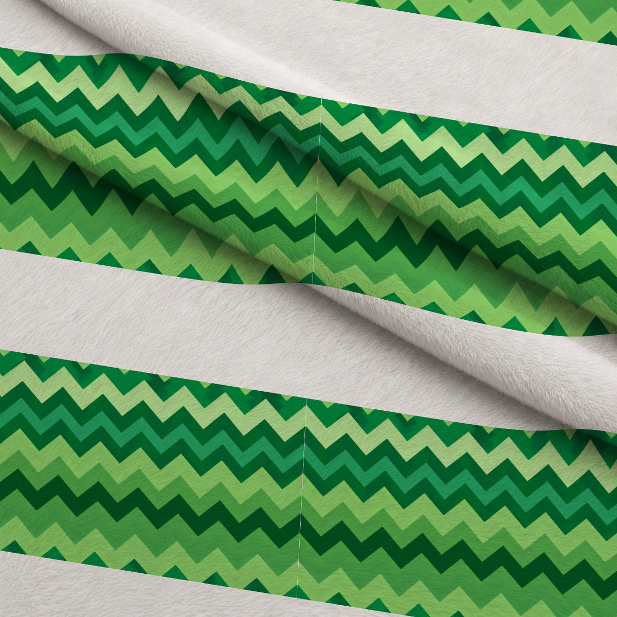 Green Chevron Pattern Minky Fabric — plush minky folded close-up preview (mv-minky-v1:lying)