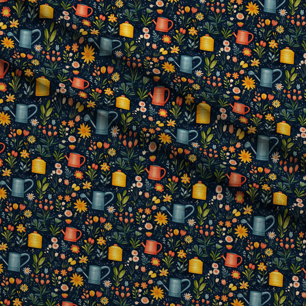 Green Thumb Blooms Pattern 1 Minky Fabric — plush minky folded close-up preview (mv-minky-v1:lying)