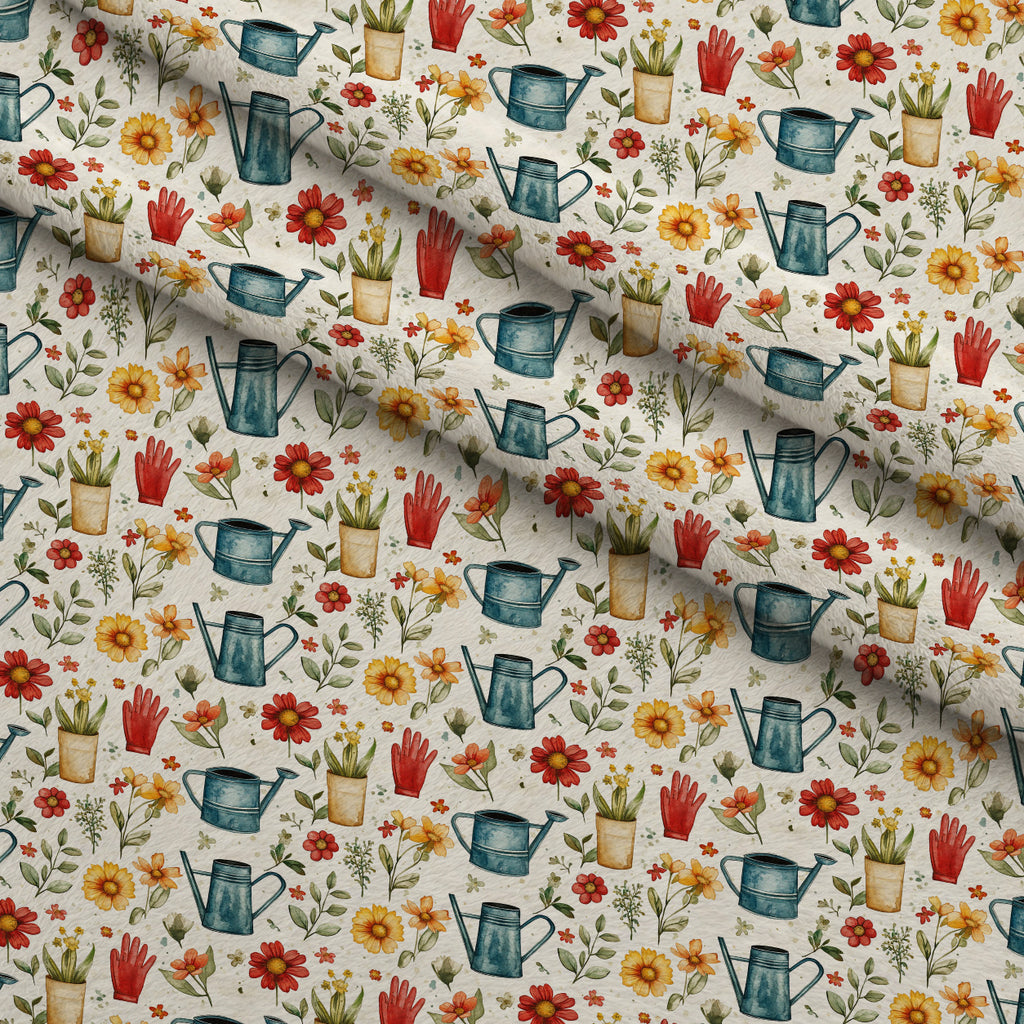 Green Thumb Blooms Pattern 6 Minky Fabric — plush minky folded close-up preview (mv-minky-v1:lying)