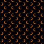 orange crescent moons, black background, repeating pattern, celestial motifs, halloween fabric,, moon phases, geometric arrangement, night sky theme, autumn colors, spooky elements, craft fabric, sewing material, seasonal design, cosmic pattern, orange and black, crescent shapes, halloween quilting, fabric panel, mystical mood
