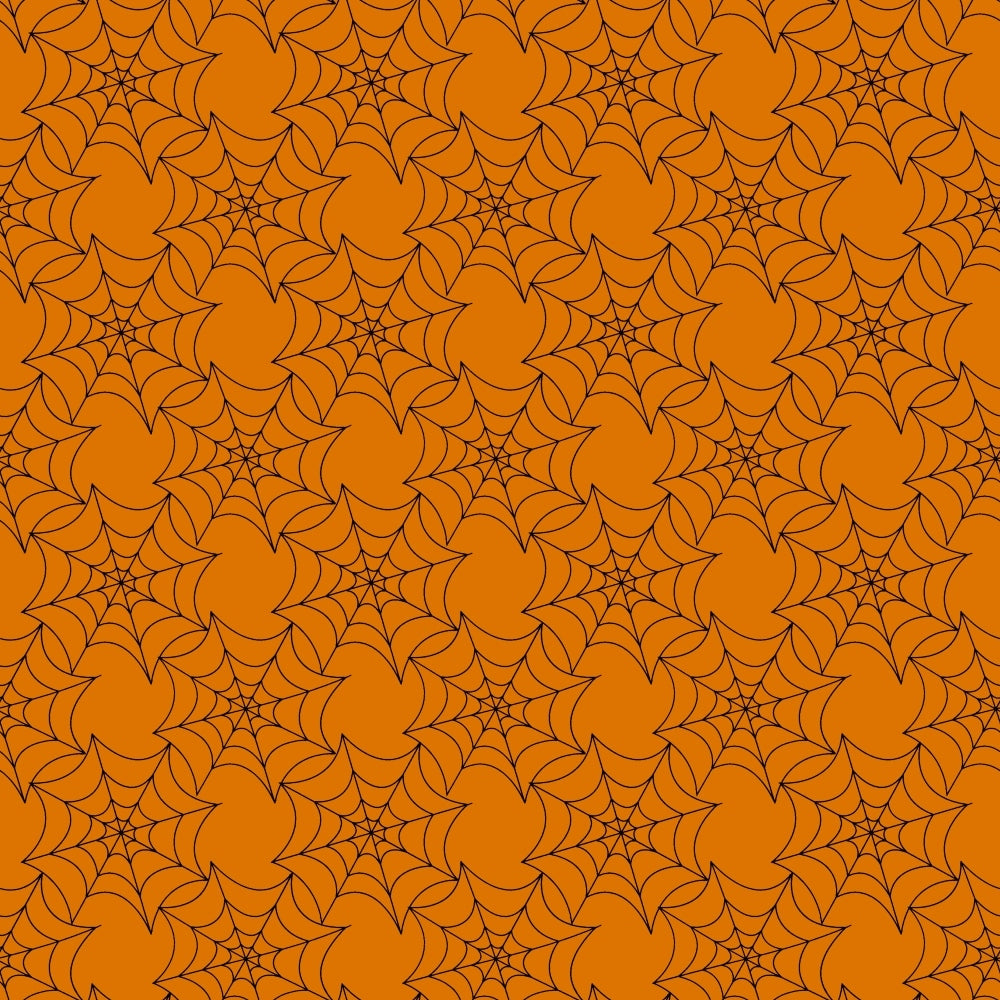 orange, burnt orange, spider webs, web pattern, geometric design, halloween theme, spooky pattern, autumn colors,, fabric panel, repeating motif, seasonal fabric, gothic style, intricate webs, halloween decor, orange background, web graphics, fall themed, halloween quilting, decorative pattern
