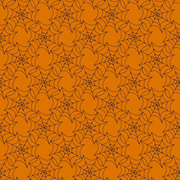 orange, burnt orange, spider webs, web pattern, geometric design, halloween theme, spooky pattern, autumn colors,, fabric panel, repeating motif, seasonal fabric, gothic style, intricate webs, halloween decor, orange background, web graphics, fall themed, halloween quilting, decorative pattern