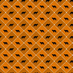 orange, black, white, diamond grid, cat silhouettes, geometric pattern, halloween, autumn,, fabric panel, spooky, feline motifs, seasonal, checkered layout, orange gradient, witchy, october, fall colors, repeating pattern, craft fabric