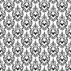 black and white, damask pattern, ornate scrollwork, baroque design, gothic elegance, floral motifs, symmetrical design, decorative swirls, vintage ornamental, intricate details, repeating pattern,, fabric panel, halloween theme, sophisticated pattern, monochrome design, elaborate flourishes, formal decoration