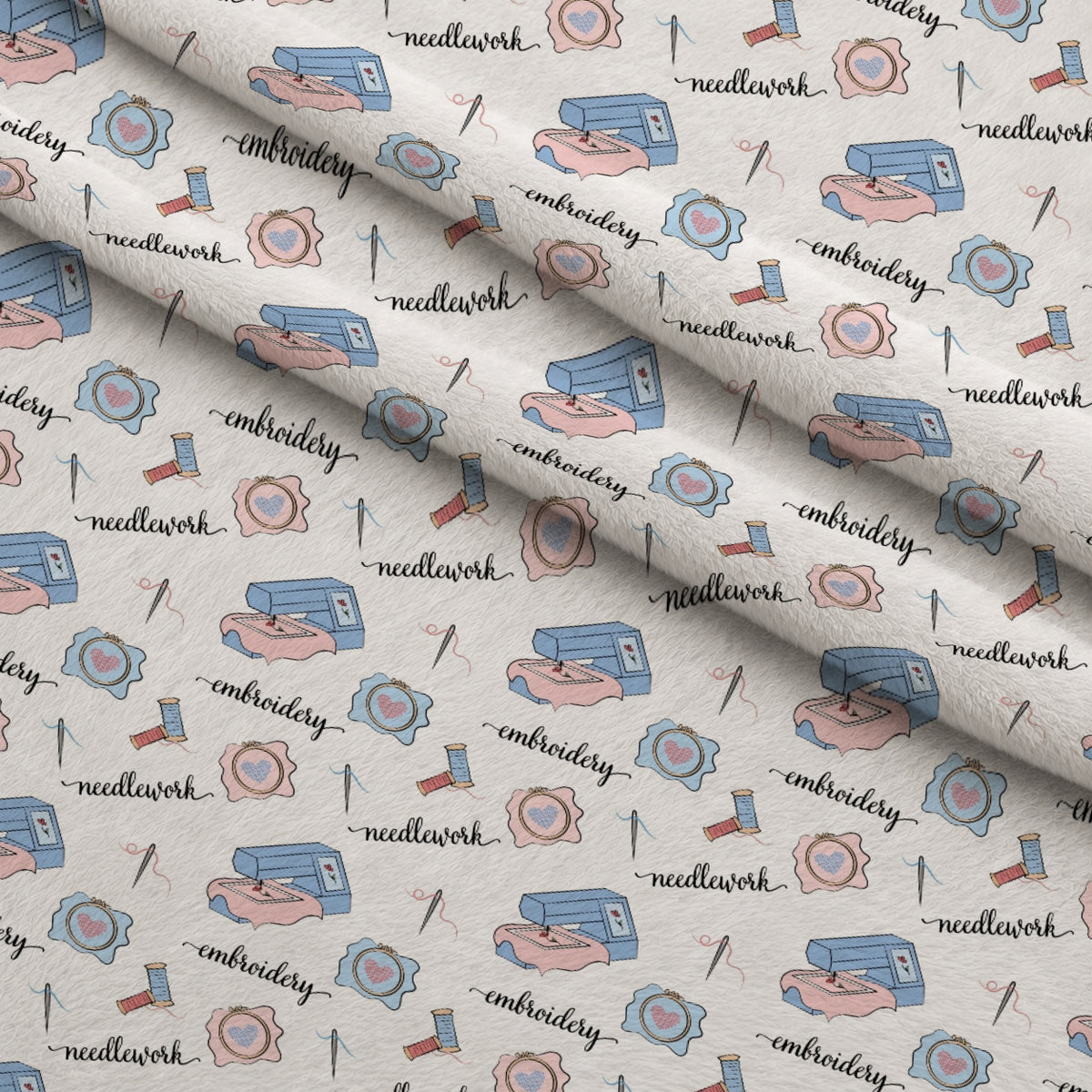 Hand and Machine Embroidery Pattern 1 Minky Fabric — plush minky folded close-up preview (mv-minky-v1:lying)