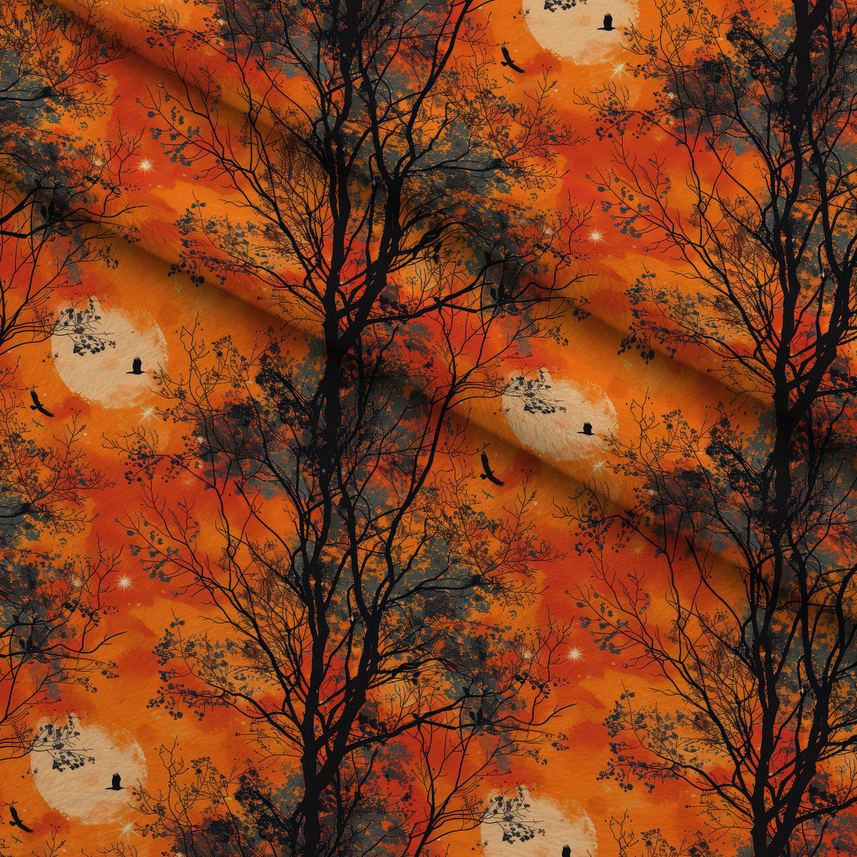 Harvest Moon Branches Pattern 4 Minky Fabric — plush minky folded close-up preview (mv-minky-v1:lying)