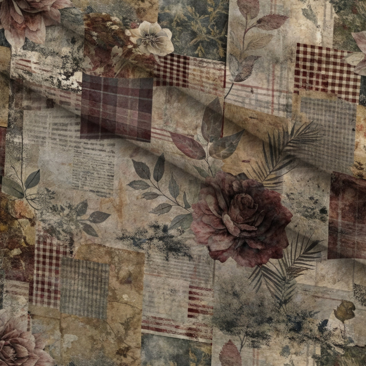 Heirloom Collage Pattern 1 Minky Fabric — plush minky folded close-up preview (mv-minky-v1:lying)