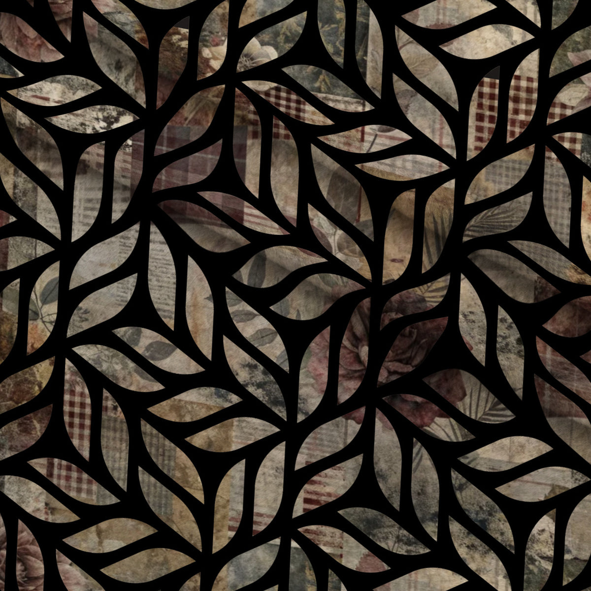 Heirloom Collage Pattern 25 Minky Fabric — plush minky folded close-up preview (mv-minky-v1:lying)