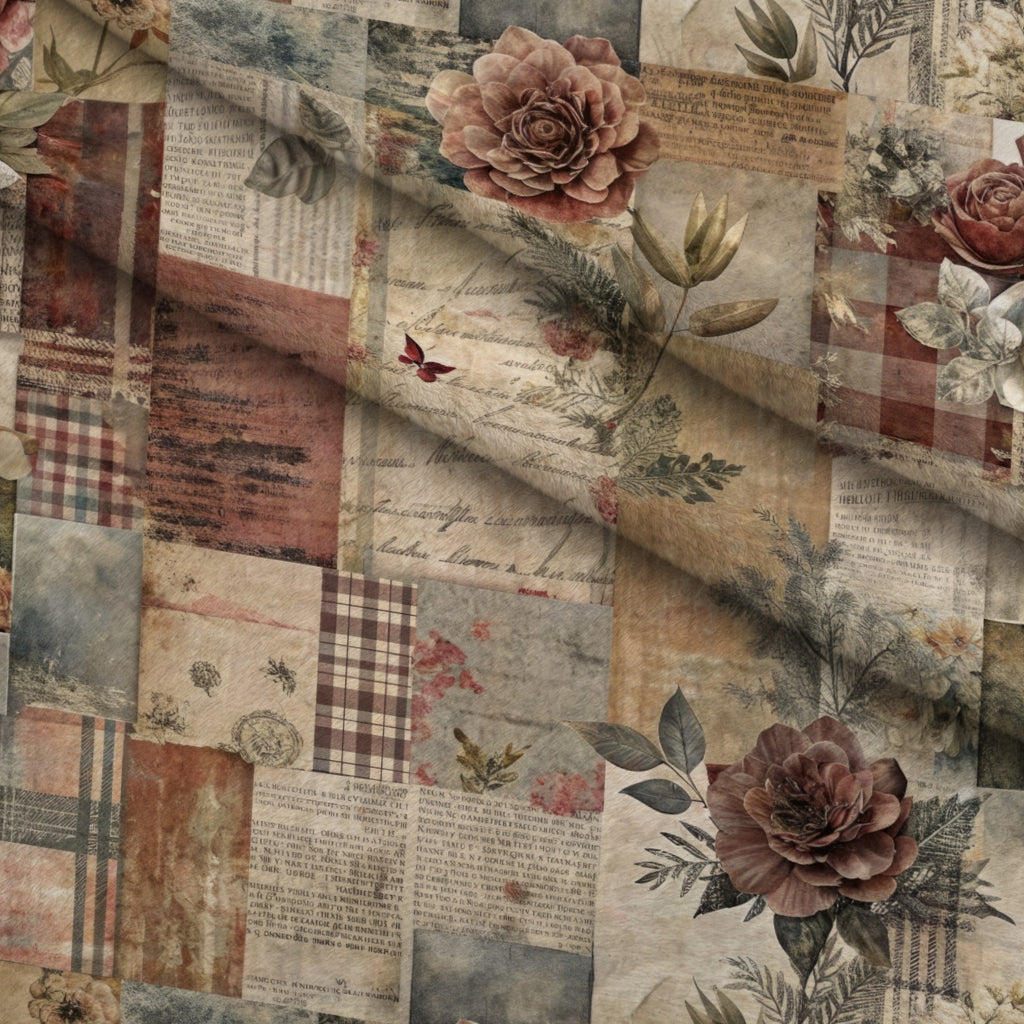 Heirloom Collage Pattern 6 Minky Fabric — plush minky folded close-up preview (mv-minky-v1:lying)
