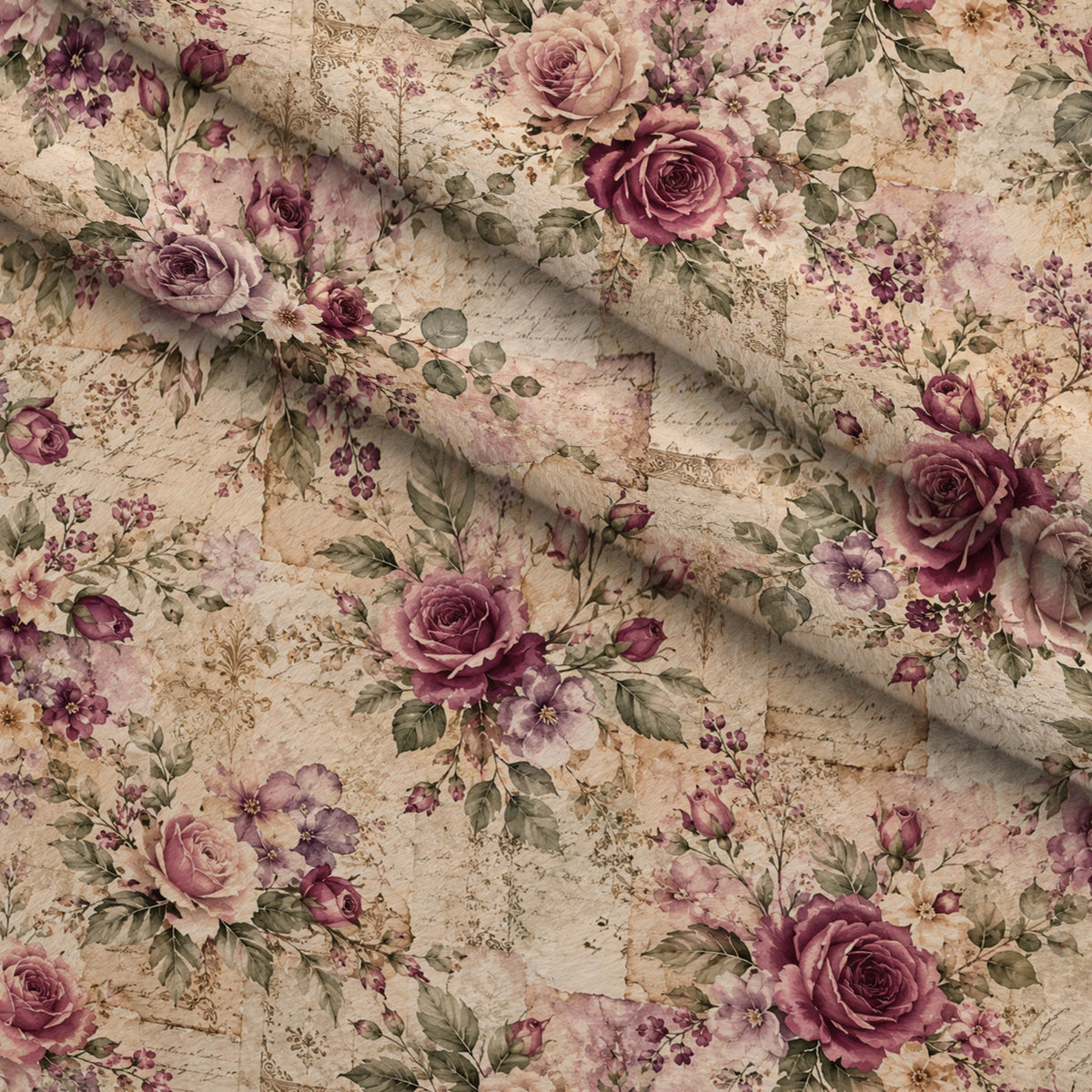 Heirloom Rose Reverie Pattern 6 Minky Fabric — plush minky folded close-up preview (mv-minky-v1:lying)