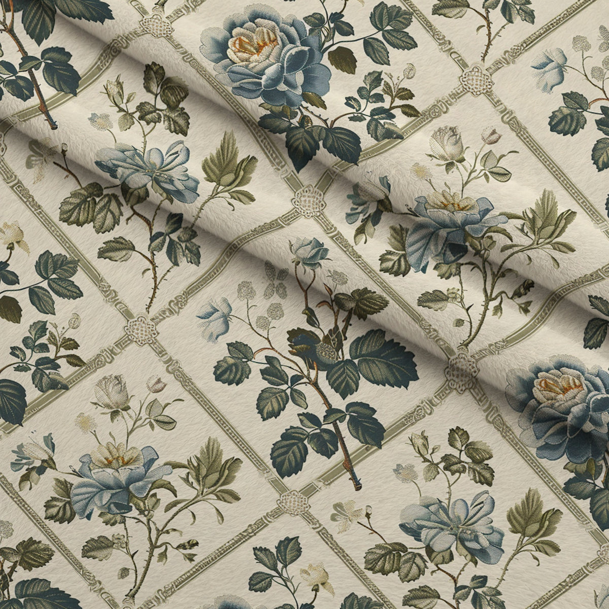 Heirloom Trellis Blooms Pattern 2 Minky Fabric — plush minky folded close-up preview (mv-minky-v1:lying)