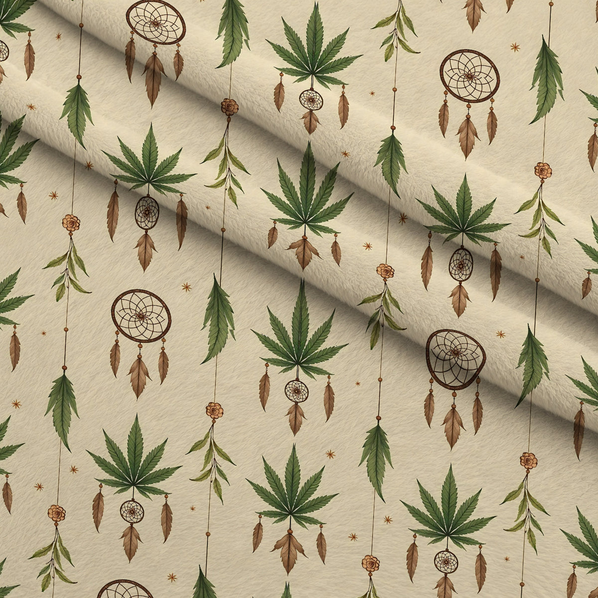 Hemp Dreamcatcher Pattern 1 Minky Fabric — plush minky folded close-up preview (mv-minky-v1:lying)
