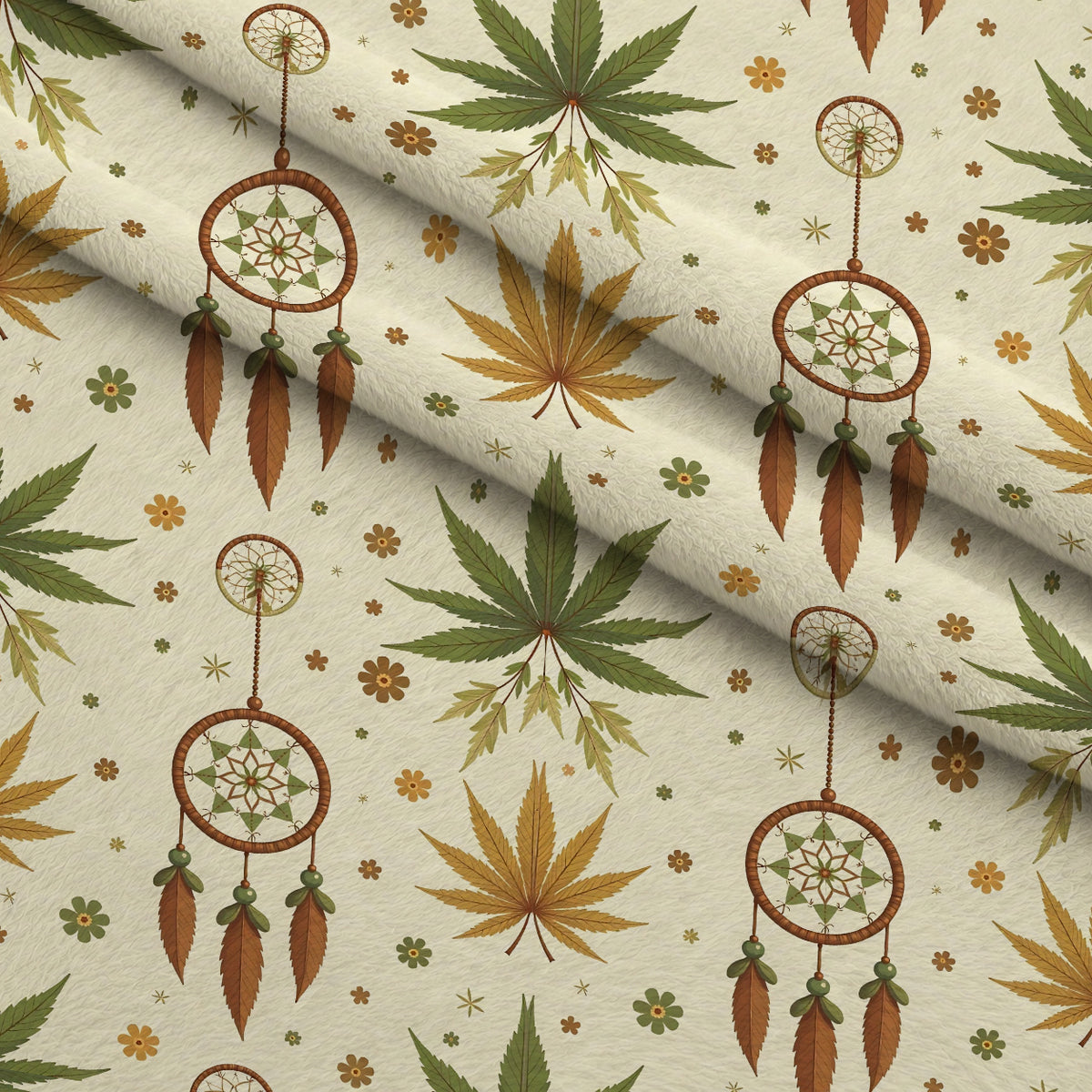 Hemp Dreamcatcher Pattern 12 Minky Fabric — plush minky folded close-up preview (mv-minky-v1:lying)