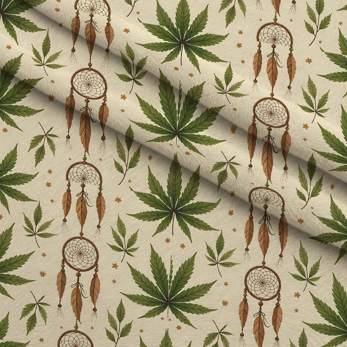 Hemp Dreamcatcher Pattern 2 Minky Fabric — plush minky folded close-up preview (mv-minky-v1:lying)