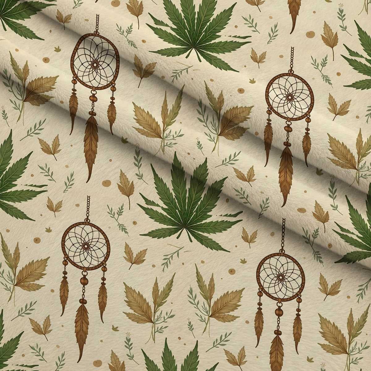 Hemp Dreamcatcher Pattern 4 Minky Fabric — plush minky folded close-up preview (mv-minky-v1:lying)