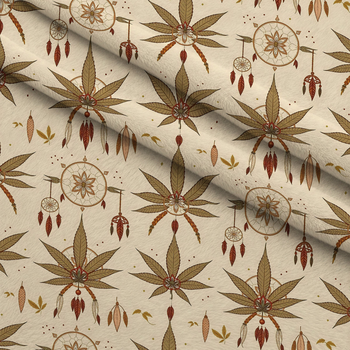 Hemp Dreamcatcher Pattern 5 Minky Fabric — plush minky folded close-up preview (mv-minky-v1:lying)
