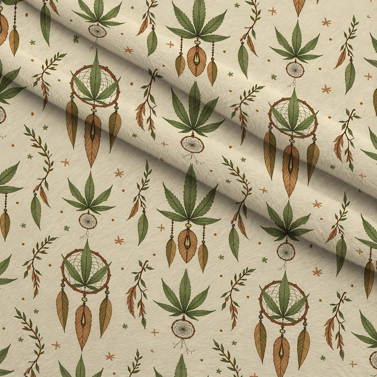 Hemp Dreamcatcher Pattern 6 Minky Fabric — plush minky folded close-up preview (mv-minky-v1:lying)