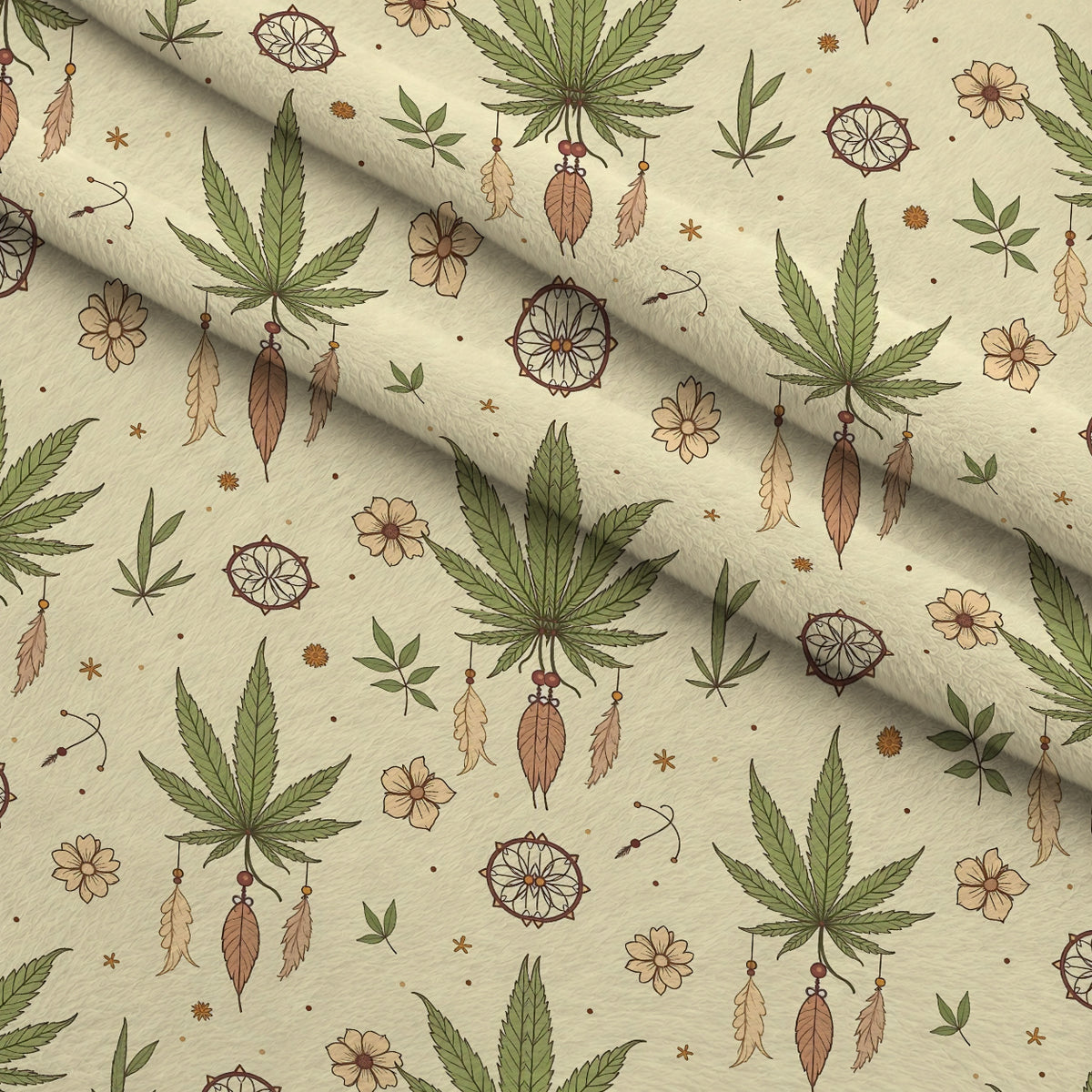 Hemp Dreamcatcher Pattern 7 Minky Fabric — plush minky folded close-up preview (mv-minky-v1:lying)