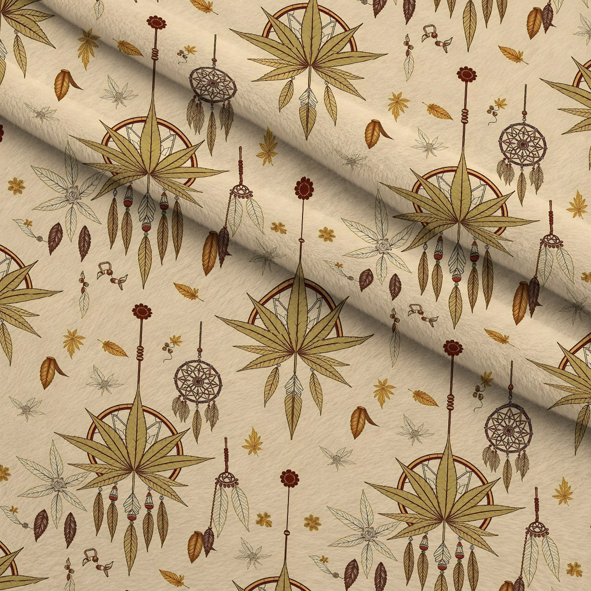 Hemp Dreamcatcher Pattern 8 Minky Fabric — plush minky folded close-up preview (mv-minky-v1:lying)