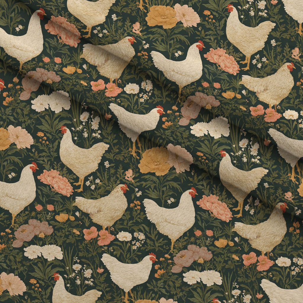 Henhouse Blooms Pattern 1 Minky Fabric — plush minky folded close-up preview (mv-minky-v1:lying)