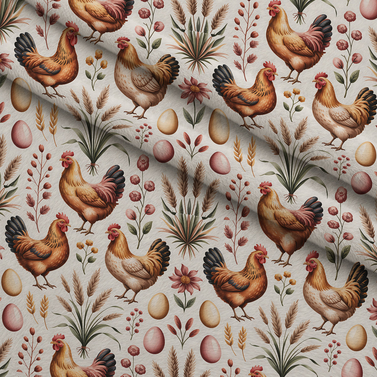 Heritage Hens Pattern 10 Minky Fabric — plush minky folded close-up preview (mv-minky-v1:lying)