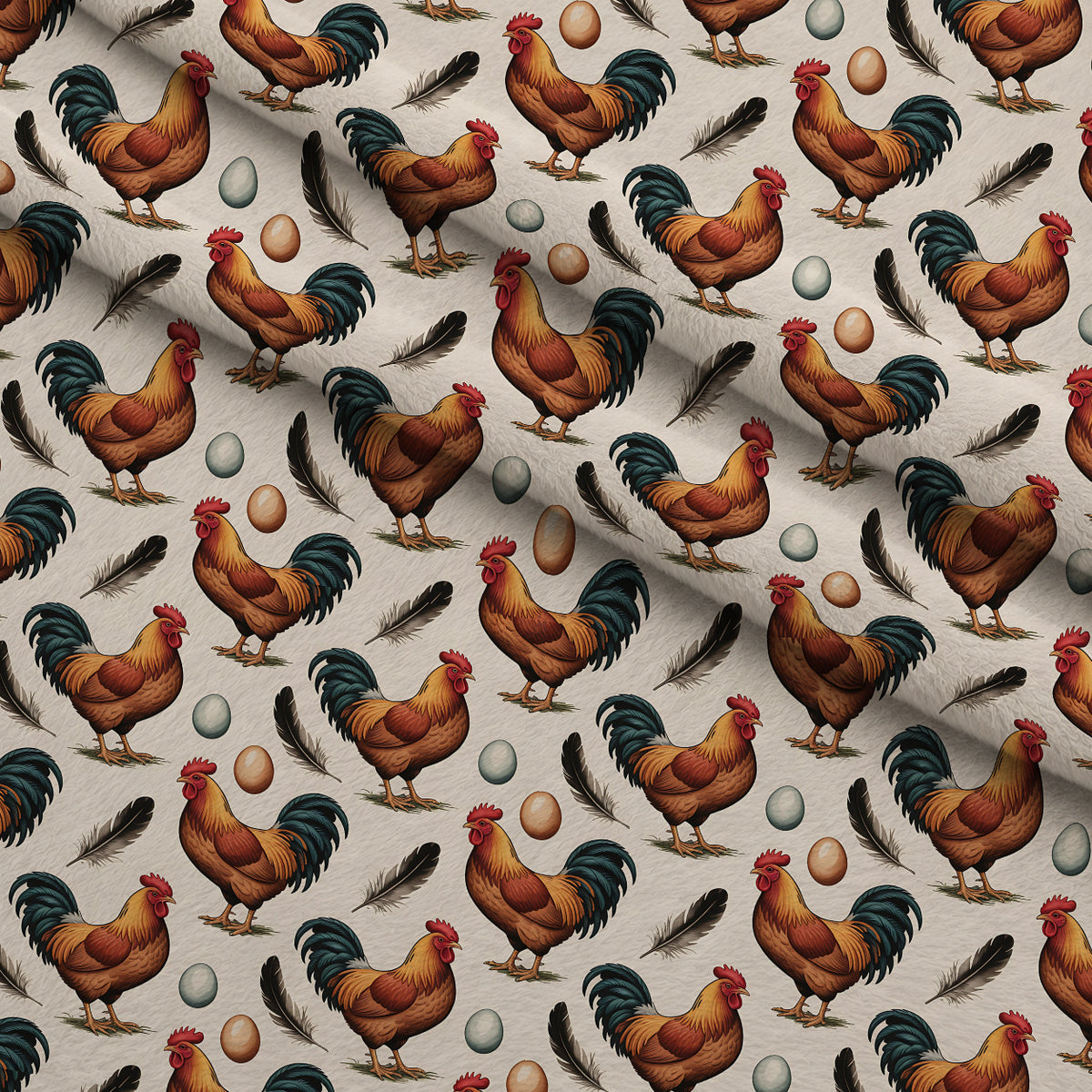Heritage Hens Pattern 15 Minky Fabric — plush minky folded close-up preview (mv-minky-v1:lying)