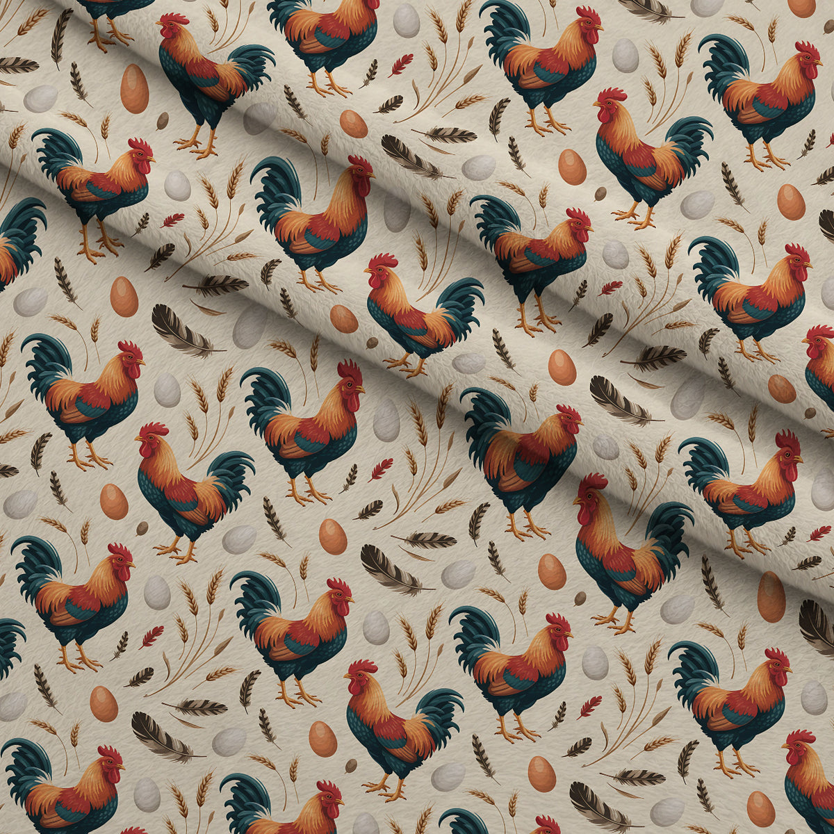 Heritage Hens Pattern 2 Minky Fabric — plush minky folded close-up preview (mv-minky-v1:lying)